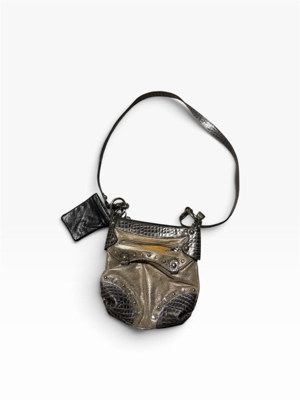 Vintage Kathy Van Zeeland Metallic Croc Studded Crossbody Bag Pouch
Vintage Y2K